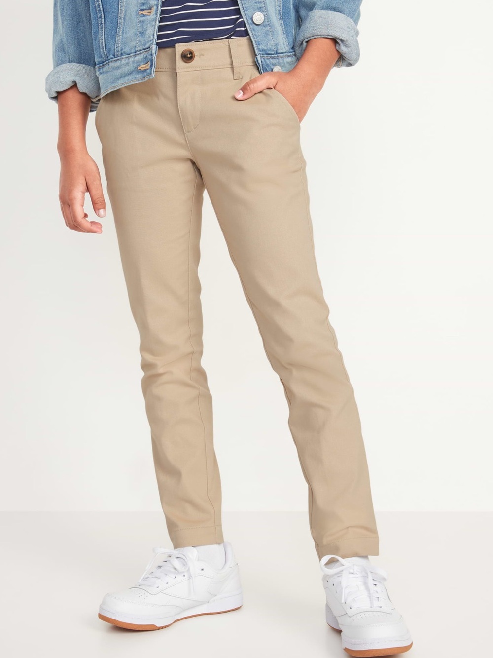 Girls Skinny Uniform Pants Khaki - Size 16